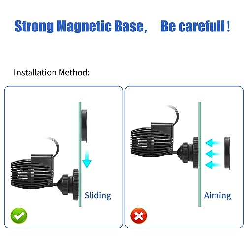 AQUANEAT Aquarium Wavemaker Circulation Pump, 800GPH Fish Tank Powerhead, Submersible Water Pump, Magnetic Base - size: 800GPH