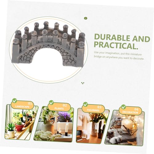 LIOOBO Garden Ornaments Fish Tank Decoration Miniature Resin Bridge for Fairy Garden House Terrarium Scene Grey Random Color