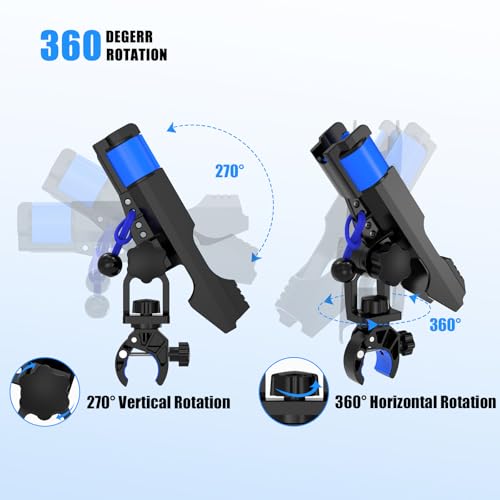 Fishing Rod Holder for Boat, Clamp on Fishing Pole Holders for Boats Fit Round Tube, Secure Rod Holders with Protective Bungee Cords and Sliding Loop for Anglers Gift