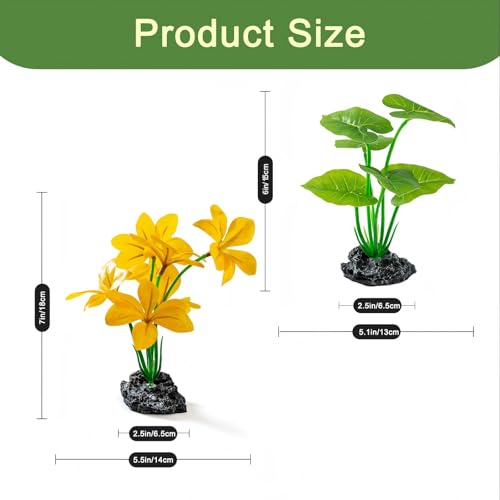 Aquarium Decor Plants, 6 inch Betta Leaf Hammock, Fish Tank Decorations Artificial Plastic Plants for Reptile, Fish Tank Accessories 2 Pack - color: Greenyellow
