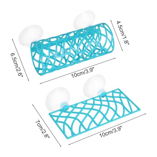 MiOYOOW Betta Fish Tunnel, Hollow Fish Resting Tube Suction Cup Mounting Fish Hide Shelter for Small Fish Shrimp Betta - color: Blue