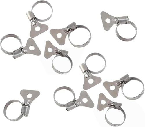 10-Pack 304 Stainless Steel Hose Clamps with Adjustable Thumb Screw, Key-Type Design, 8mm Bandwidth, Ideal for Plumbing, Automotive, and Machinery Applications (Size: 18-32mm (23/32"-1 1/4") - size: Size:18-32mm(0.709"-1.26")