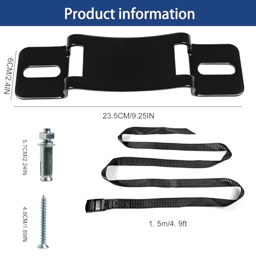 2PCS Gas Cylinder Wall Mounted Brackets, with 59 inches Safety Nylon Belt, Steel Propane Tank Holder, Heavy Duty Oxygen Nitrogen Tank Bracket for OTG Rv Water Softener - Black - color: Black