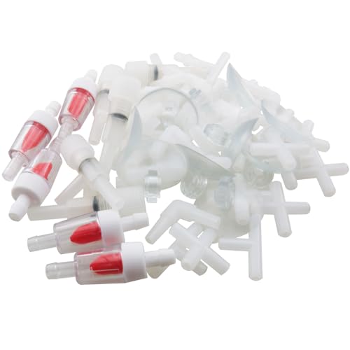 DGZZI 60PCS Oxygen Regulator Valve Aquarium Air Control Fittings Aquarium Air Connector Tee Straight Straight Right Angle Air Hose Suction Cup 10pcs Each Stop Valve Oxygen Regulator Valve 5pcs Each