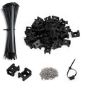 60 Set Black Cable Zip Tie Mounts Kit Wire Clips Organizer Holders Clamps with 0.9Inch Saddle Type Mounts Base with 8" Ties and Tapping Screw
