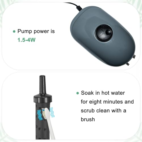 M METERXITY Air Stone for Aquarium Fish Tank, 11.81 Inch Rubber Pipe Bubble Diffuser with Suction Cup for Hydroponics/Aquaculture, Oxygen Diffuser Bar Bubble Wall Decorations