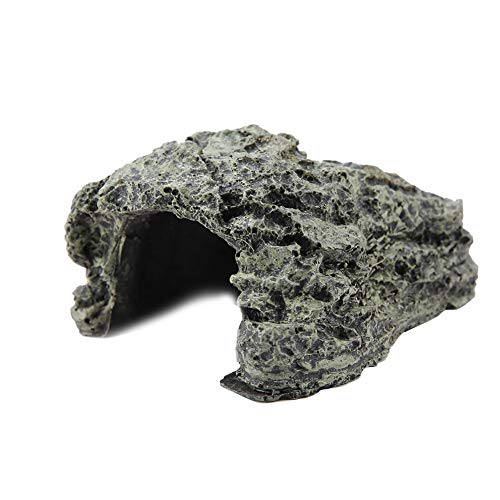 Reptile Hideout Cave,Resin Rock Hides Habitat Decor Fish Tank Decorations Shelter Tortoise Basking Terrace Pet Terrarium Nest Decoration for Gecko,Spiders,Frogs,Fish,Turtles and Hermit Crabs - color: Small