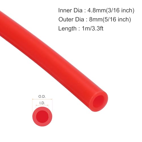 MECCANIXITY 3.3ft Silicone Rubber Tubing 3/16" ID 5/16" OD Plastic Tube Flexible Air Hose for Brewing, Wine Making, Pump Siphon, 4.8mm x 8mm, with 2pcs Clamps, Red - color: Red, size: 3/16" x 5/16"