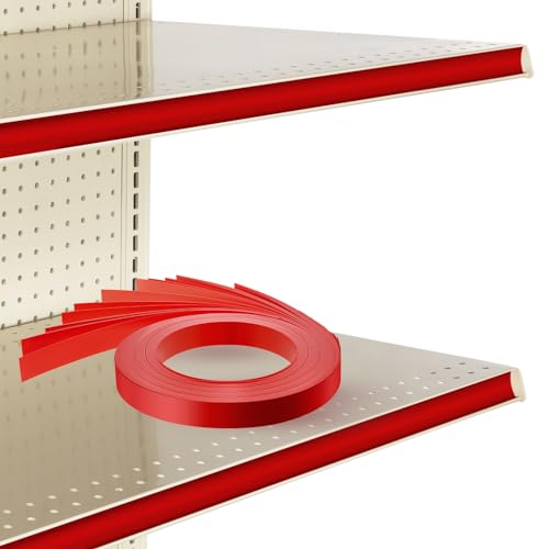 Frienda 100 Pcs Decorative Gondola Shelving Vinyl Insert Strips Pre Cut 48" x 1.25" C Channel Decorative Shelf Insert Strips for Retail Store Supermarkets Grocery Gondola Decoration (Red) - color: Red