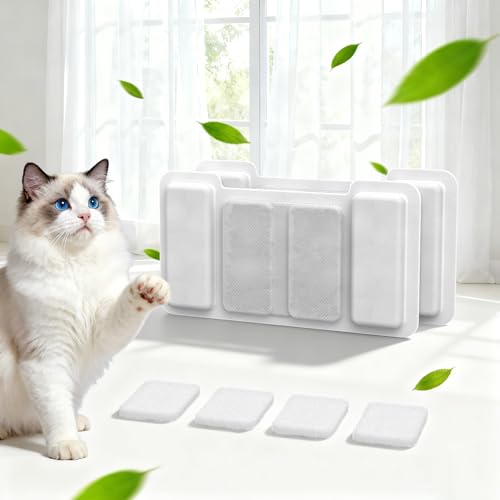 Cat Water Fountain Filters - 8 Pack Replacement Filters & 4 Pack Replacement Pre-Filter Sponges Set for Automatic Pet Fountain Dog Water Dispenser