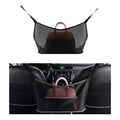 Car Net Pocket Handbag Holder, Organizer Mesh Bag Between Two Seat, Driver Storage Netting Pouch for Handbag Purse, Barrier of Backseat Pet Kids, Car Accessories for Women Men (Black)