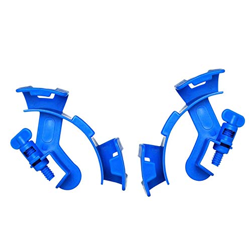 Aquarium Water Pipe Clamp Adjustable Water Hose Holder Plastic Water Tube Clamp Multifunctional Mounting Clip Blue Curved pipe clamp(3Pcs)