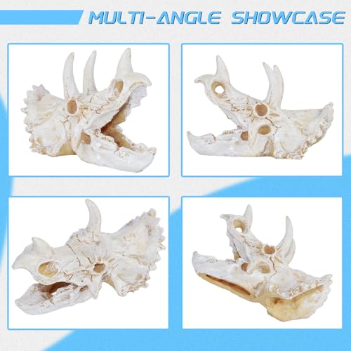 Saim Resin Dinosaur Triceratops Skull Model Aquarium Decoration | Reptiles Hideout, Fish Tank Ornament, Home Office Display