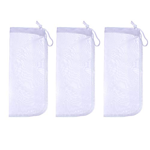 ALEGI Media Filter Bag Aquarium Extra Fine,Reusable 180 Micron Drawstring Mesh Filter Bags for Very Fine Resins Filter (10"*3.9" (3 Pack)) - size: 10"*3.9" (3 pack)