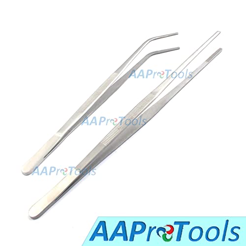 Straight and Bend Stainless Steel Super Thick Tweezers Set,Pliers Aquarium Tool Fish Tank Aquatic Plants Forceps Clip