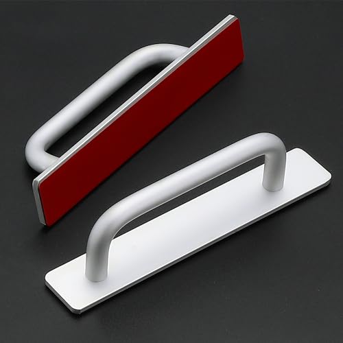 2 Pack Adhesive Handles Self Stick Instant Cabinet Handles 5.83" Stick on Cabinet Handles Drawer Push Pull Handles Helper Sliding Screen Door Handles for Sliding Closet Window Wardrobe - Silver - color: Silver, size: 5.83 In Length