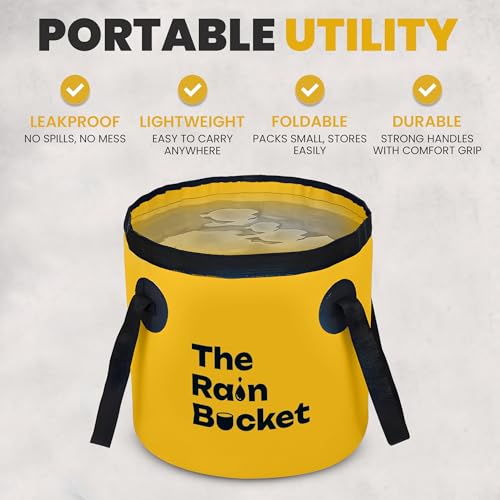 Collapsible Foldable Buckets with Handles – 3-Piece Set (10L & 15L) Bucket + 10L Water Bag with Faucet – Waterproof PVC Wash Basins for Camping, Fishing, Hiking, Car Wash – Portable & Leakproof–Yellow