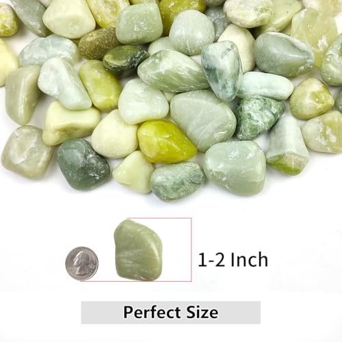 YISZM 20lbs Jade River Rocks, 1-2 Inch Natural Pebbles for Indoor Plants, High Polished Decorative Stones Vase Filler Fish Tank Aquariums Landscaping Garden Outdoor and Indoor DIY - color: Jade, size: 20 Pounds
