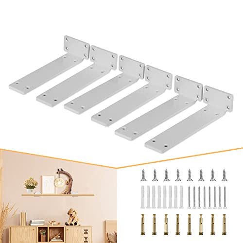 CLT Shelf Bracket( White) , 8” Quarter Inch (1/4") Thick- Max Load: 220 lb Rustic Industrial Modern Farmhouse Heavy Duty Bracket for DIY Table Bench, Pack of 6 - size: 8 inches, style: White S Bracket