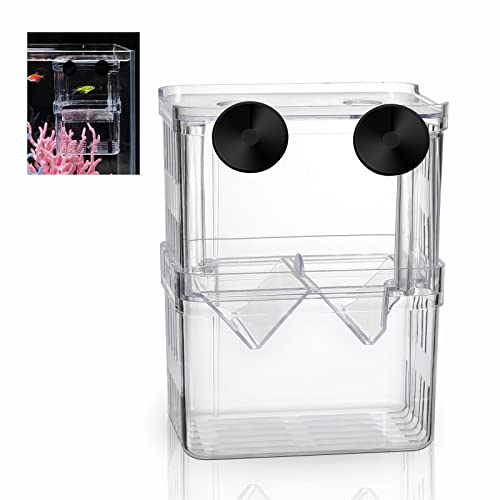 Boxtech Aquarium Fish Tank Hatchery Incubator Breeding Box, Acrylic White Breeder Isolation Divider Hatching Boxes Accessory Small Baby Fishes Shrimp Clownfish Guppy - size: M - 3.93*2.75*5.03 IN