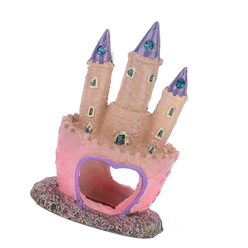 Resin Cartoon Castle Shape Ornaments Landscape Decoration for Aquarium Fish Reptiles Tank Made of Quality Resin Material Durable and Safe for Fish Tank Aquarium Reptile Box