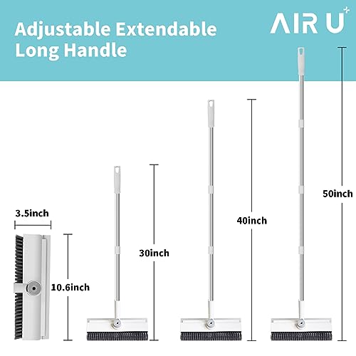 Floor Scrub Brush with Long Handle, 3 in 1 Scrape and Heavy-Duty Stiff Bristle Scrubber Brush Broom for Cleaning Shower Bathroom, Patio, Pool, Garage, Kitchen, Wall and Deck (White, 1 Pack) - color: White, size: 1 PACK