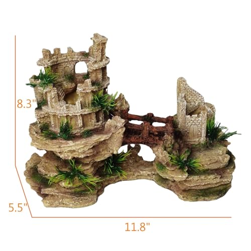 Hamiledyi Aquarium Antique Roman Column Castle Stone Cave Decorations, Fish Tank Artificial Resin Ruins European Ornaments, Large Landscaping for Betta Hide Play - style: Aquarium Castle Decoration