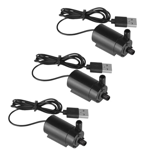 3PCS DC 3-5V USB Micro Submersible Mini Water Pump,Small Aquarium Pump for Fish Tank Aquariums Pond Fountain Hydroponics Garden (Black) - color: Black