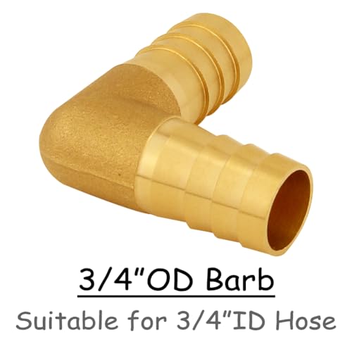Uenede 2PCS Solid Brass 3/4"OD Barb Elbow Fittings 2-Way 90 Degree L Right Angle Barbed Fitting for Water/Oil/Gas - size: 3/4" Barb, style: Elbow (2 Way)