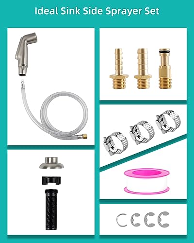 Universal Fit Kitchen Faucet Sprayer Attachment/Hose/Holder Set Compatible with Moen/Delta Faucet Sprayer Replacement, Kitchen Sink Side Sprayer Head, Brushed Nickel - color: Brushed Nickel