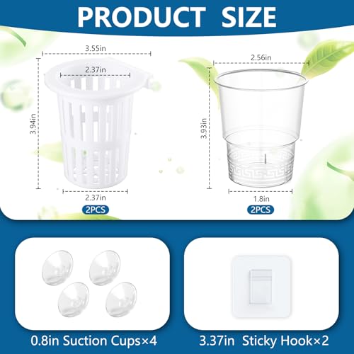 Novabright 2 Pack New Upgraded Large Aquarium Plant Holder with Hydroponic Cup 3.37 Inch Sick Hook and Suction Cup for Fish Tank Aquaponic Plant Cultivation and Aquascape Accessories Decoration(White) - color: White