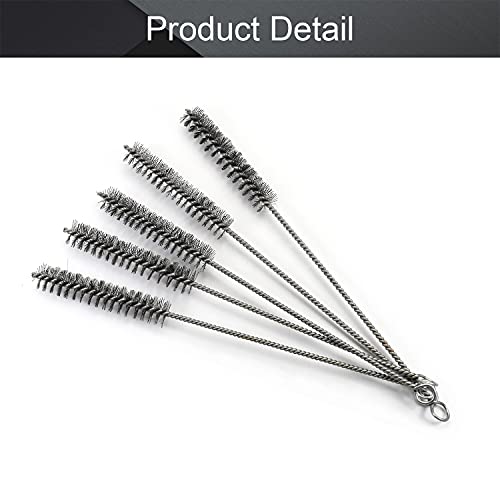 Utoolmart Wire Tube Brushes, Stainless Steel Bottle Bristle Cleaning Spiral Power Pipe Brush,0.8-inch Diameter 12-inch Length, Long-Handle Cleaner for Auto Parts, Bottles,Tubes, Keyboards,Glass - color: 5pcs, size: 2cm
