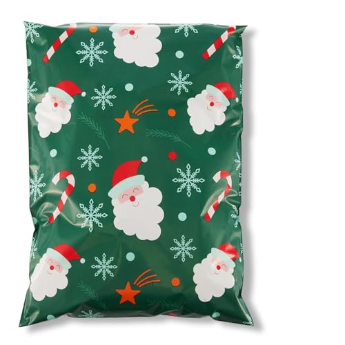 Fuxury Poly Mailers 10x13 Inch 50Pcs,Shipping Bags Christmas for Clothing,Strong Adhesive Shipping Envelopes for Small Business, Self Seal Poly Bag Mailing Envelopes Green Santa Gift Decor - color: Green Christmas Santa, size: 10x13'' 50pcs