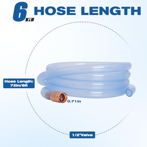 Wadoy Gas Siphon Hose Pump, Shaker Siphon for Gasoline/Fuel/Water Transfer, Safety Self Priming Hose 1/2" Valve - size: 6FT