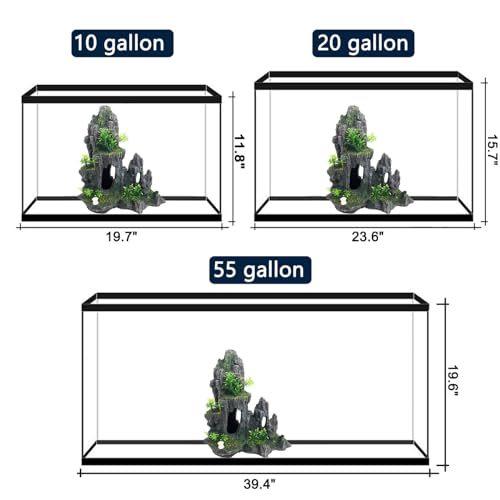 Aquarium Decoration Extra Large and Tall for Fish Tank Rock Thematic Ornaments Aquarium Mountain View Stone Ornaments Aquarium Decor Tree House Cave Fish Tank Decoration - Extra Large - color: Large Mountain View