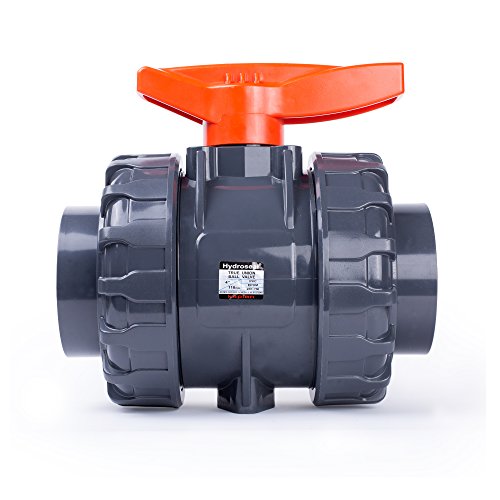 HYDROSEAL Kaplan 4" PVC True Union Ball Valve with Full Port, ASTM F1970, EPDM O-Rings and Reversible PTFE Seats, Rated at 200 PSI @73F, Gray, 4 inch Socket (4") - size: 4 Inch