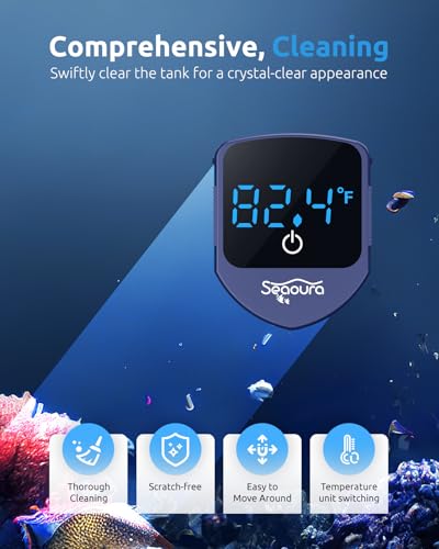 Aquarium Magnetic Cleaner with Thermometer, Fish Aquariums Mini Magnet Brush Only for Glass Tank,Tiny Magnets Clean Floating Cleaning ToolAlgae Scrapers(Blue) - color: Blue