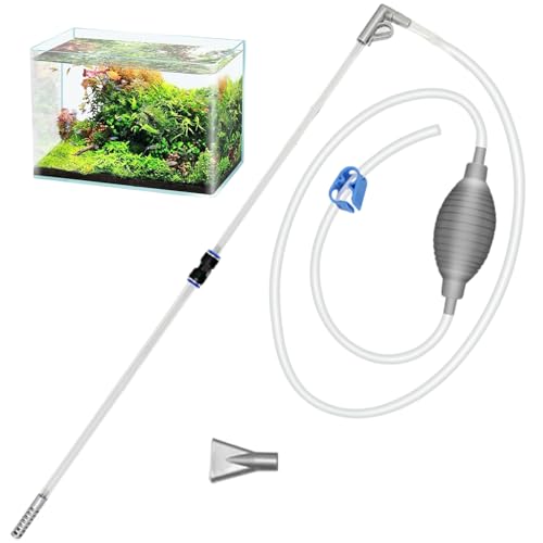 Aquarium Siphon, 87 Inch Segmented Aquarium Water Changer with Flows Control Valve and Hanger, Transparent Fish Tank Cleaner