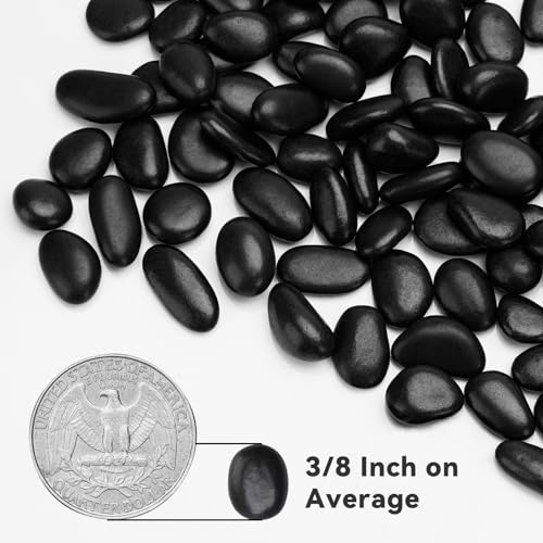 Onlyfire 10 lb Gray Pebbles, 3/8" Natural Decorative River Rocks for Plants, Vases, Aquarium, Succulents and Outdoor Garden Landscaping - color: Black, size: 10 Pounds