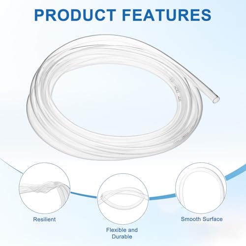 M METERXITY Vinyl Tubing 6mm ID x 8mm OD 10ft Flexible Plastic Tube with 2 Hose Ties, Lightweight Hybrid PVC Hose for Water Gardening/Airline/Aquarium Tubing [Clear] - size: 6mm ID x 10ft