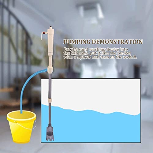 Aquarium Gravel Cleaner, Battery Powered Fish Washer Siphon Water Change Cleaning Tool for Aquarium Fish