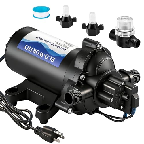 ECO-WORTHY 33-Series Water Pressure Diaphragm Pump Industrial 110V AC 4.0GPM Flow 50PSI Rated Pressure Self Priming RV Fresh Water Pump for Camper Kitchen Bathroom Marine Yacht Caravan - size: 4.0GPM-50PSI-110V-Standard Package