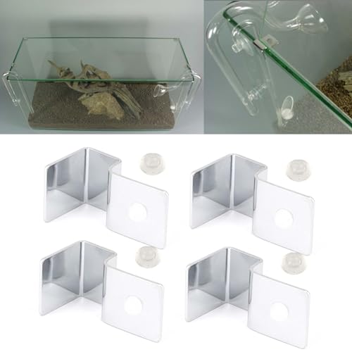 AYNEFY 8Pcs Aquarium Cover Bracket, Fish Glass Cover Stainless Steel Aquarium Glass Covers Support Bracket Holders Universal Lid Clips for Rimless
