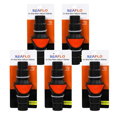SEAFLO in-Line/ 90° Quick Disconnect Non-Return Check Valve PA6+GF+POM Construction, Anti-Backflow Design, Versatile Applications (Choose Size and Style) - size: 5-Pack, style: Inline Straight 1-1/4"-1½"