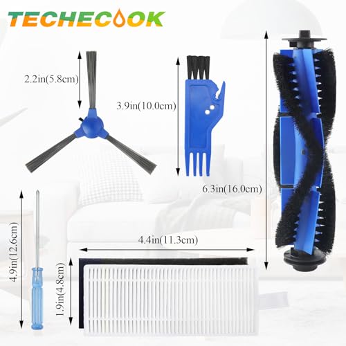 Replacement Parts for Eufy Robovac 11s, 12, 15C, 15T, 25C, 30, 30C, 35C Vacuum Parts, the eufy filter replacement parts include: 8 side brushes, 8 filters, 1 rolling brush, 1 cleaning brush