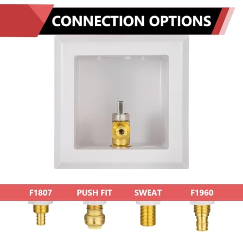 EFIELD Universal Ice Maker Box,1/2-Inch Pex Crimp Inlet with Installed 1/4-Turn Ball Valve with Stainless Steel Water Hammer Arrestor,(IM020) - size: with SS Arrestor, style: Pex Crimp
