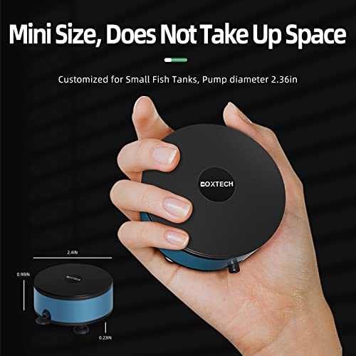 UPETTOOLS Mini Aquarium Air Pump, Quiet Fish Tank Oxygen Pump Portable USB Air Pump Aquarium Bubbler Kit with Air Stone and Airline Tubing for 1.5-7 Gallon Fish Tanks