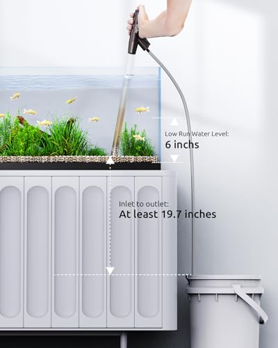 Aquarium Vacuum Gravel Cleaner Adjustable, Aquariums Siphon Fish Tank Cleaner, Manual Python Water Changer with Air Push Button, Fishtank Vacuums Cleaning Kit for Suck Manure Wash Sand - color: Navy Blue + Silver Gray