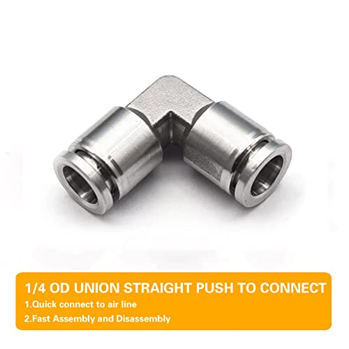 CEKER 1/4" Stainless Steel Tube Push Connectors, 1/4" x 1/4" OD Quick Connect Fittings Air Line Fittings 2pack - size: 1/4" OD, style: ELBOW