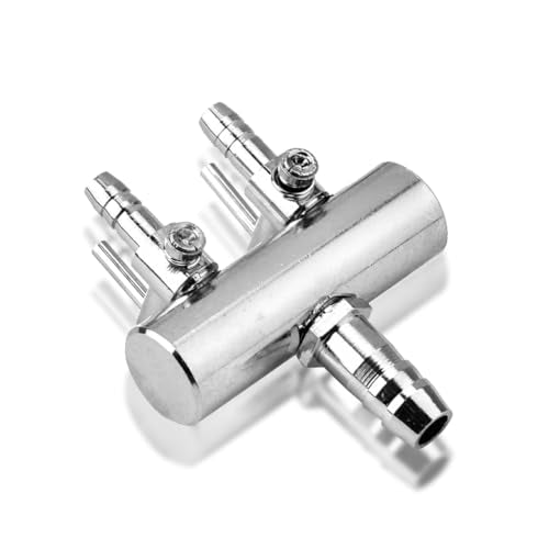 Joyzan Air Splitter Flow Control Valve, Aquarium Flow Gang Lever Pump Distributor 2 Way Stainless Steel Fish Tank Manifolds Multi Port T Shaped Line Metal Regulator Connector Airline Tubing Hose